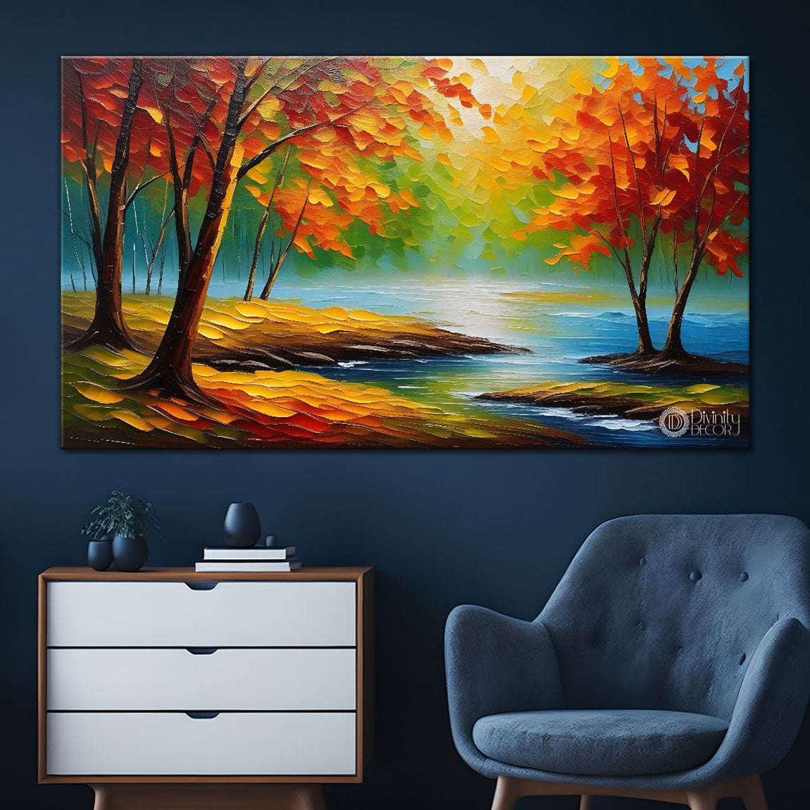 Orange trees with land painting Canvas Painting - Nature Art -704