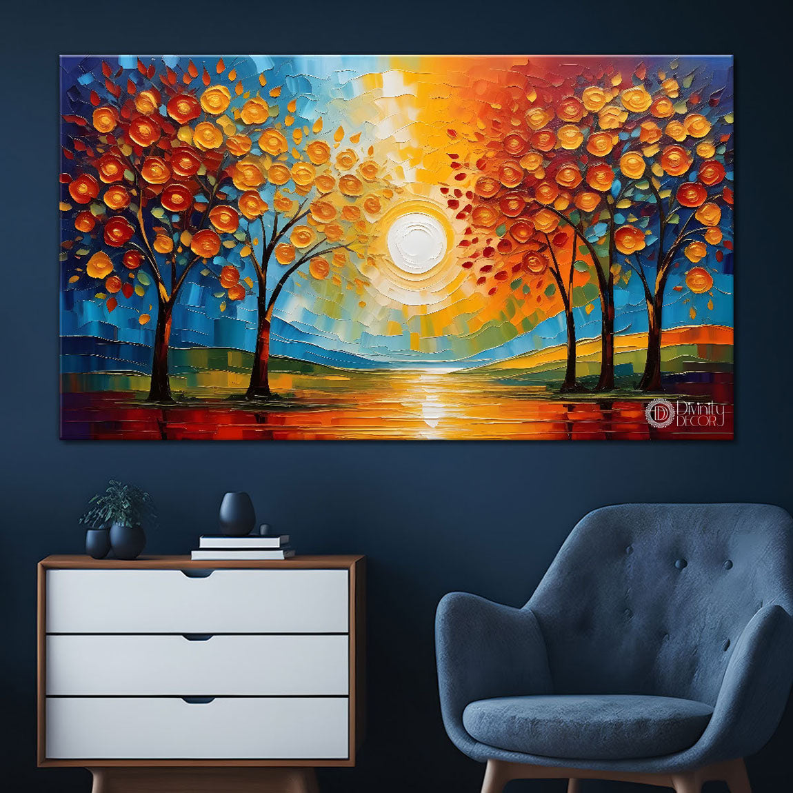 Orange trees with land painting Canvas Painting - Nature Art -705