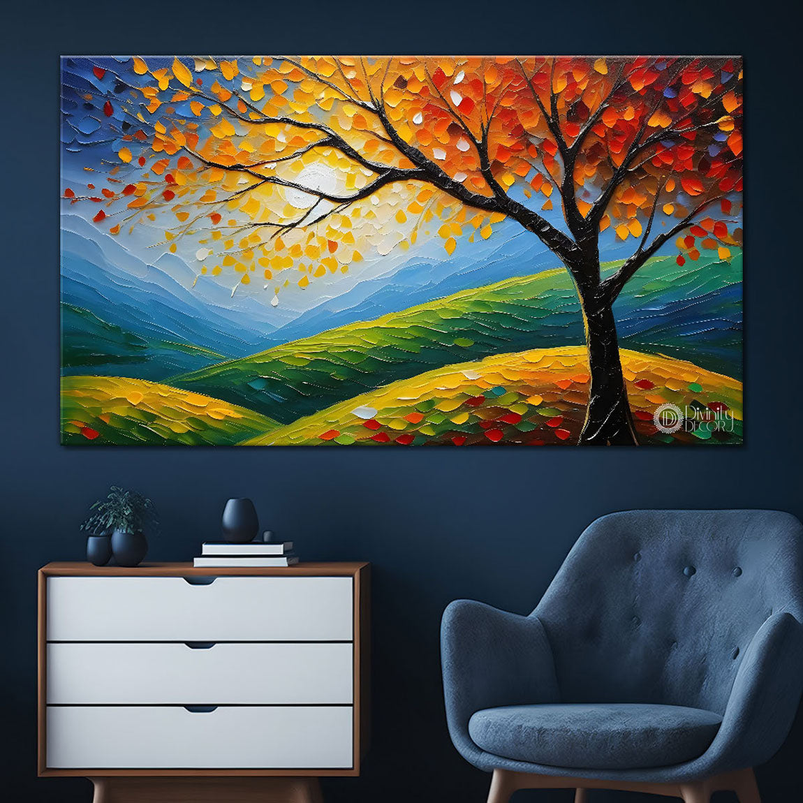 Orange tree with land painting Canvas Painting - Nature Art -711