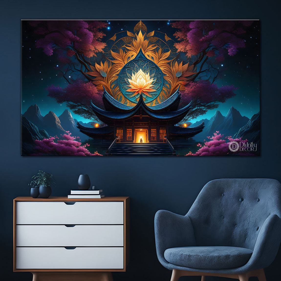 Mountains in the night textured painting Canvas Painting - Nature Art -742