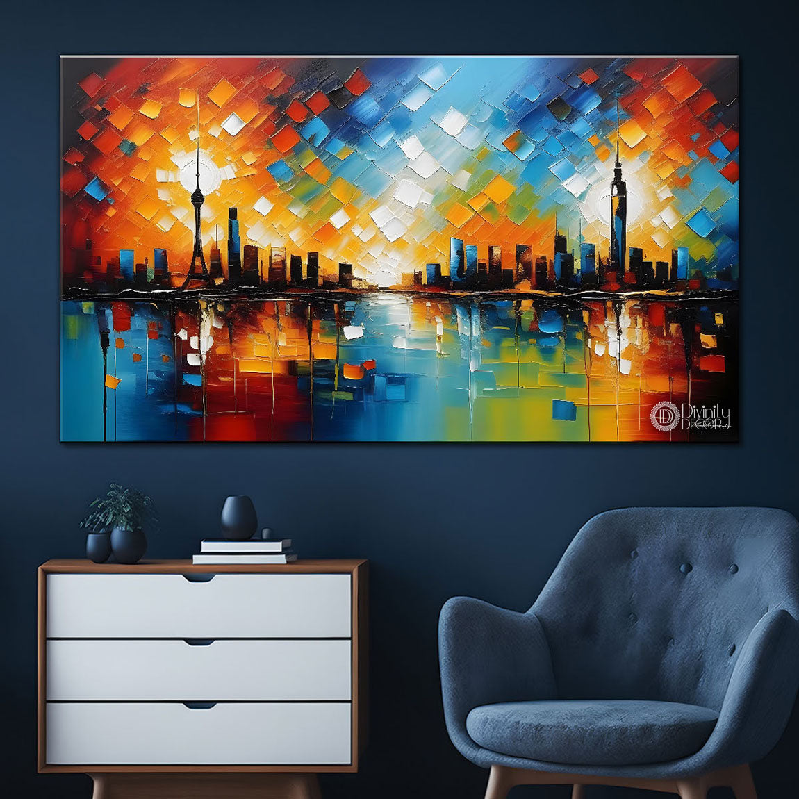 Colorful city painting Canvas Painting - Nature Art -751