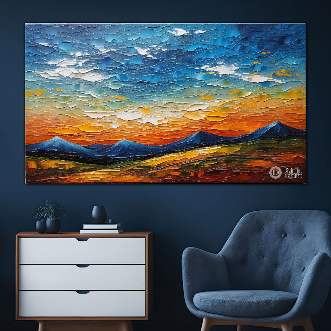 Mountains in colors painting Canvas Painting - Nature Art -754