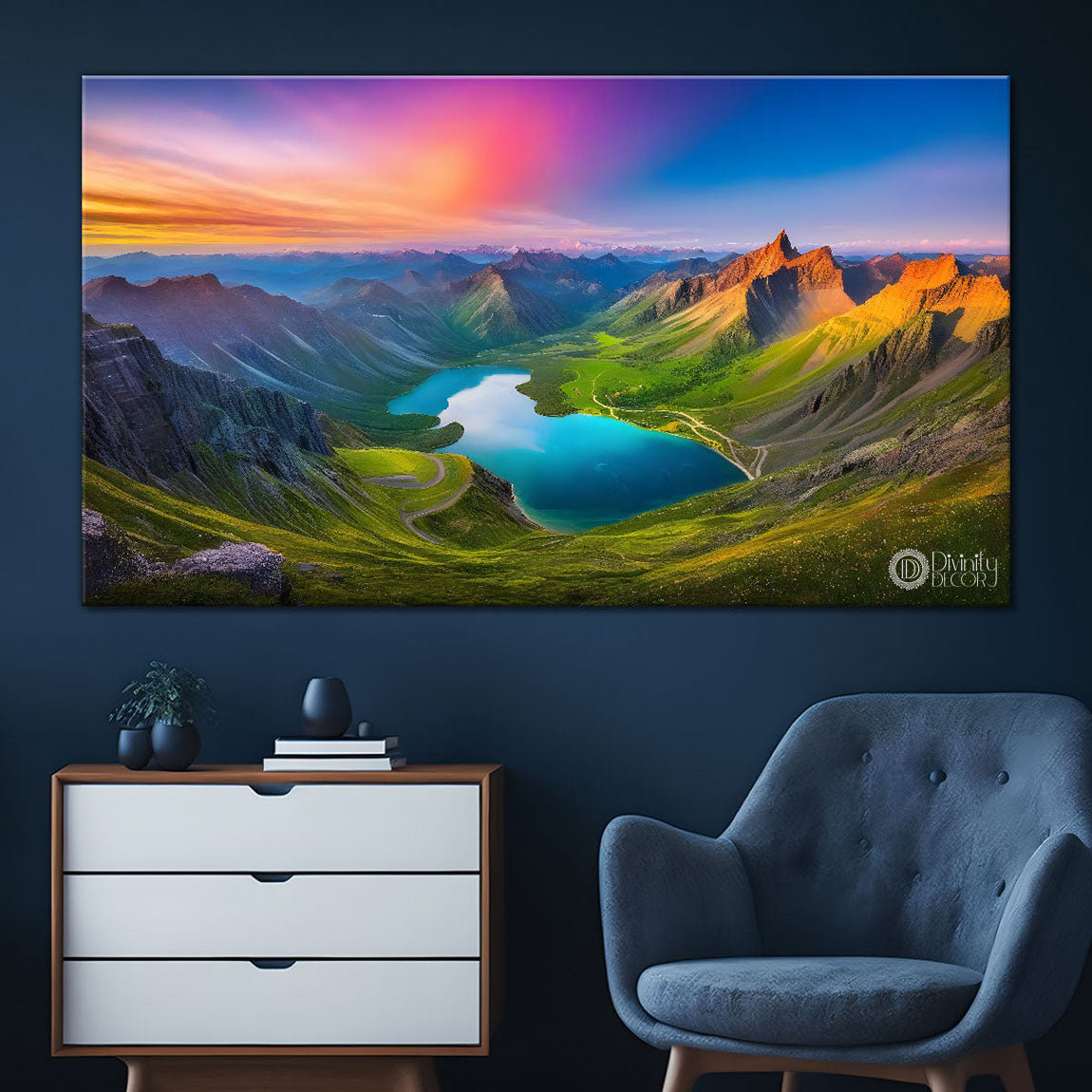 Mountains with the river painting Canvas Painting - Nature Art -786