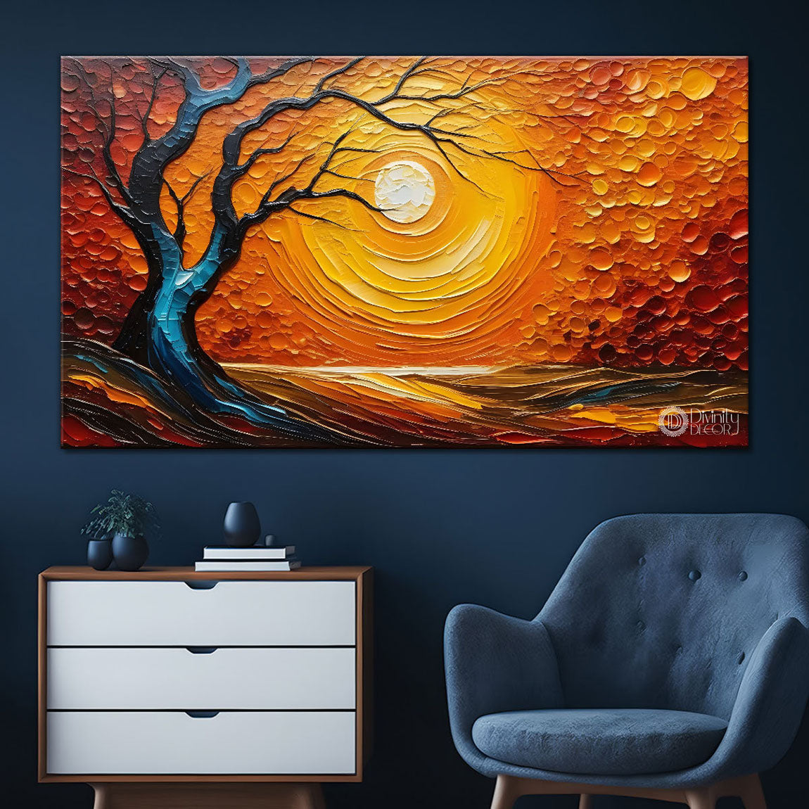 Tree with the sun painting Canvas Painting - Nature Art -790