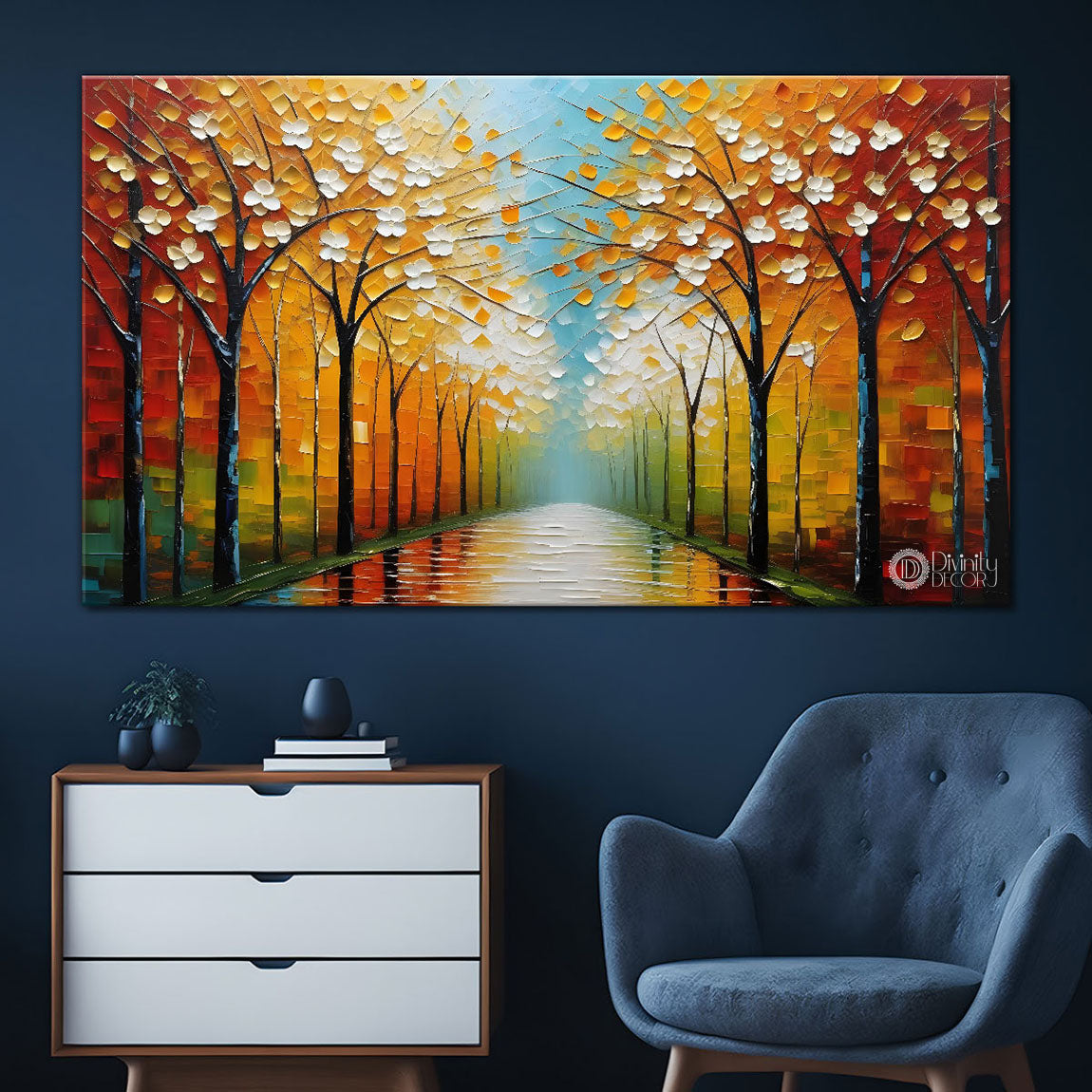 Orange trees textured painting Canvas Painting - Nature Art -795