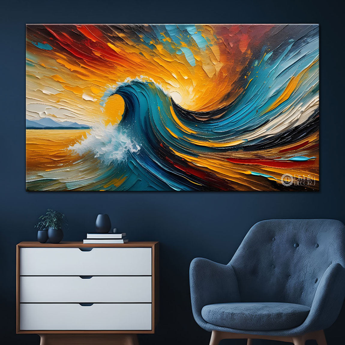 Colorful wave painting Canvas Painting - Nature Art -797