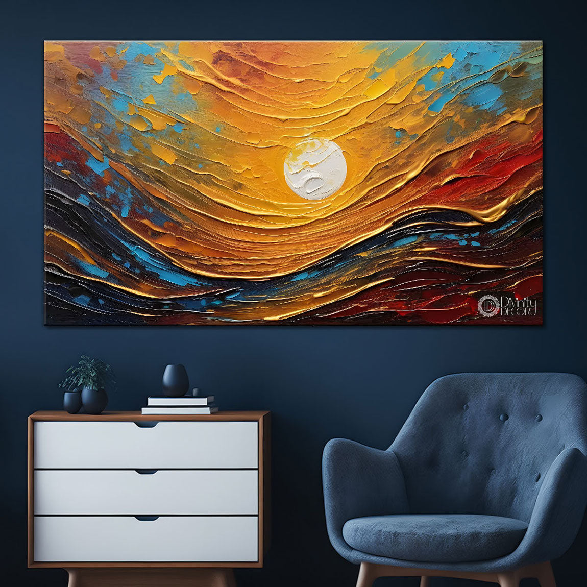 Sun the waves painting Canvas Painting - Nature Art -798