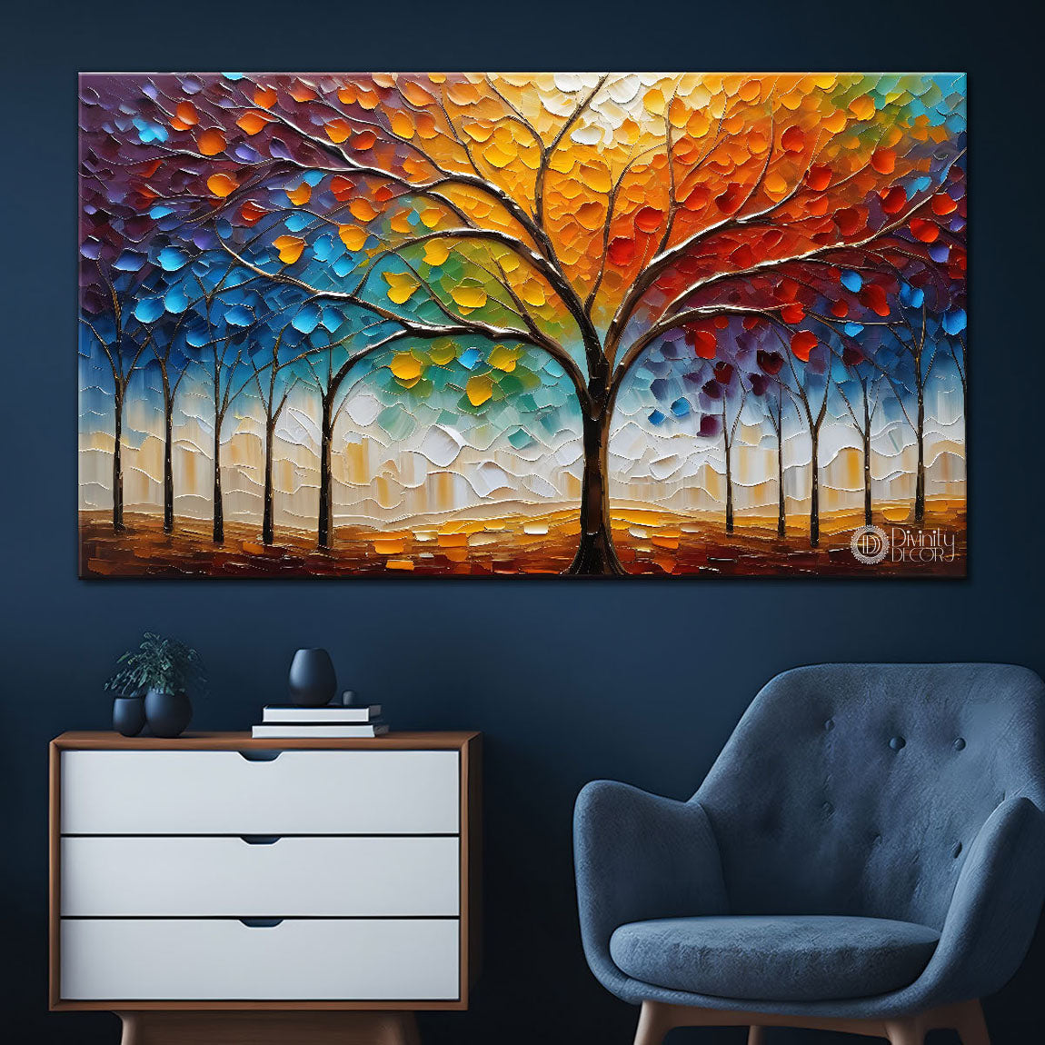 Colorful tree painting Canvas Painting - Nature Art -799