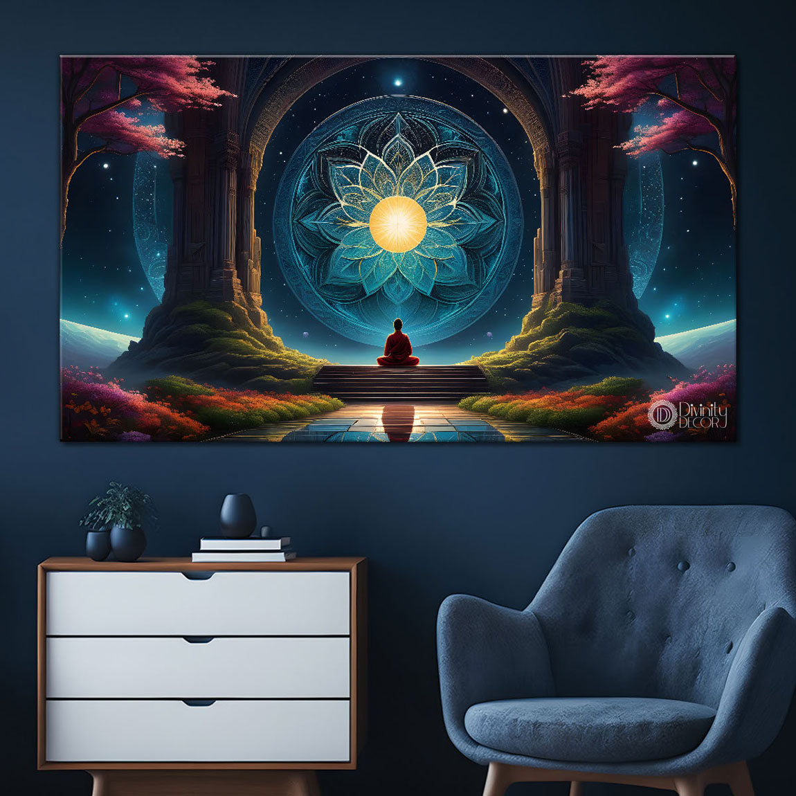 Monk meditation textured painting Canvas Painting - Nature Art -807