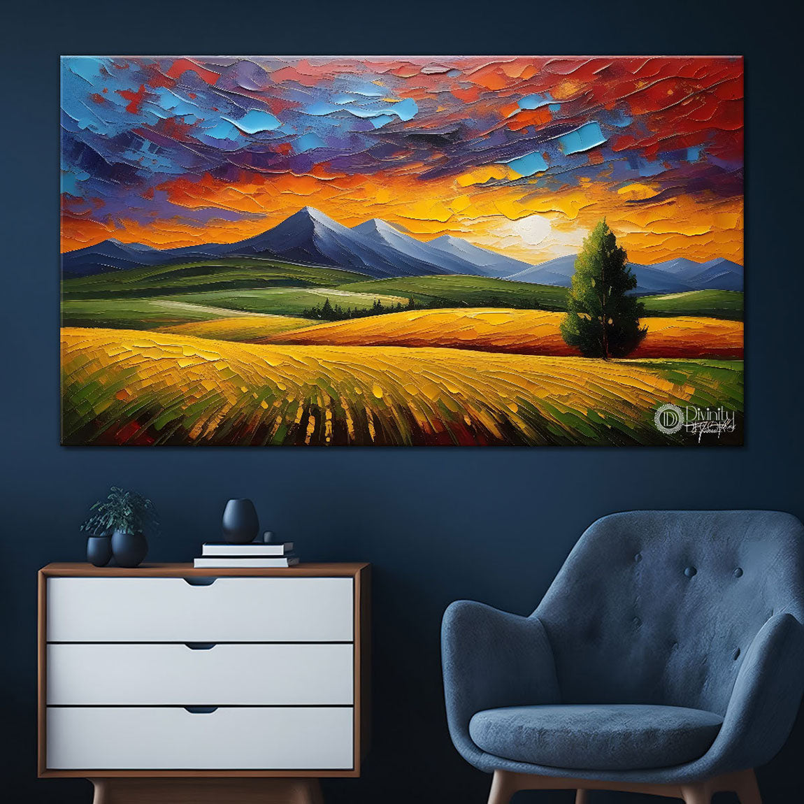 Mountains with the land painting Canvas Painting - Nature Art -818