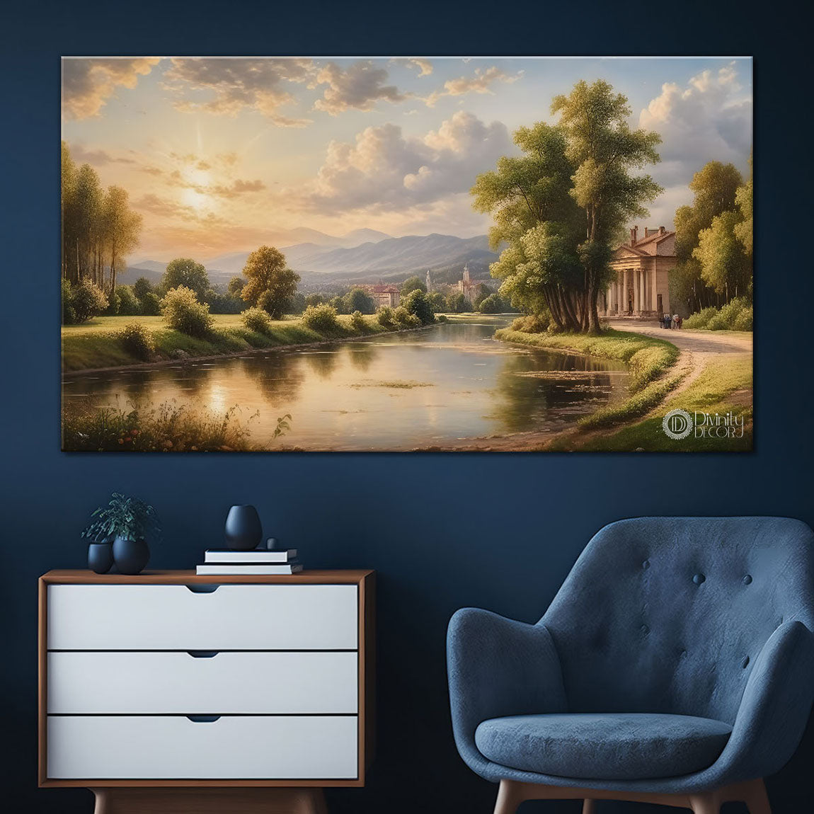 Village scenery textured painting Canvas Painting - Nature Art -819