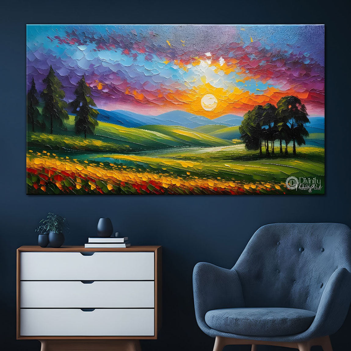 Mountains with the land painting Canvas Painting - Nature Art -822