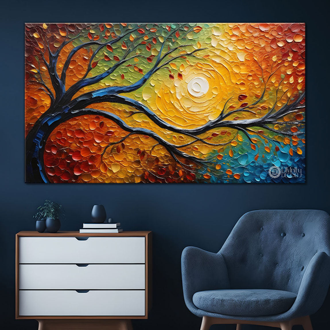 Colorful tree painting Canvas Painting - Nature Art -828