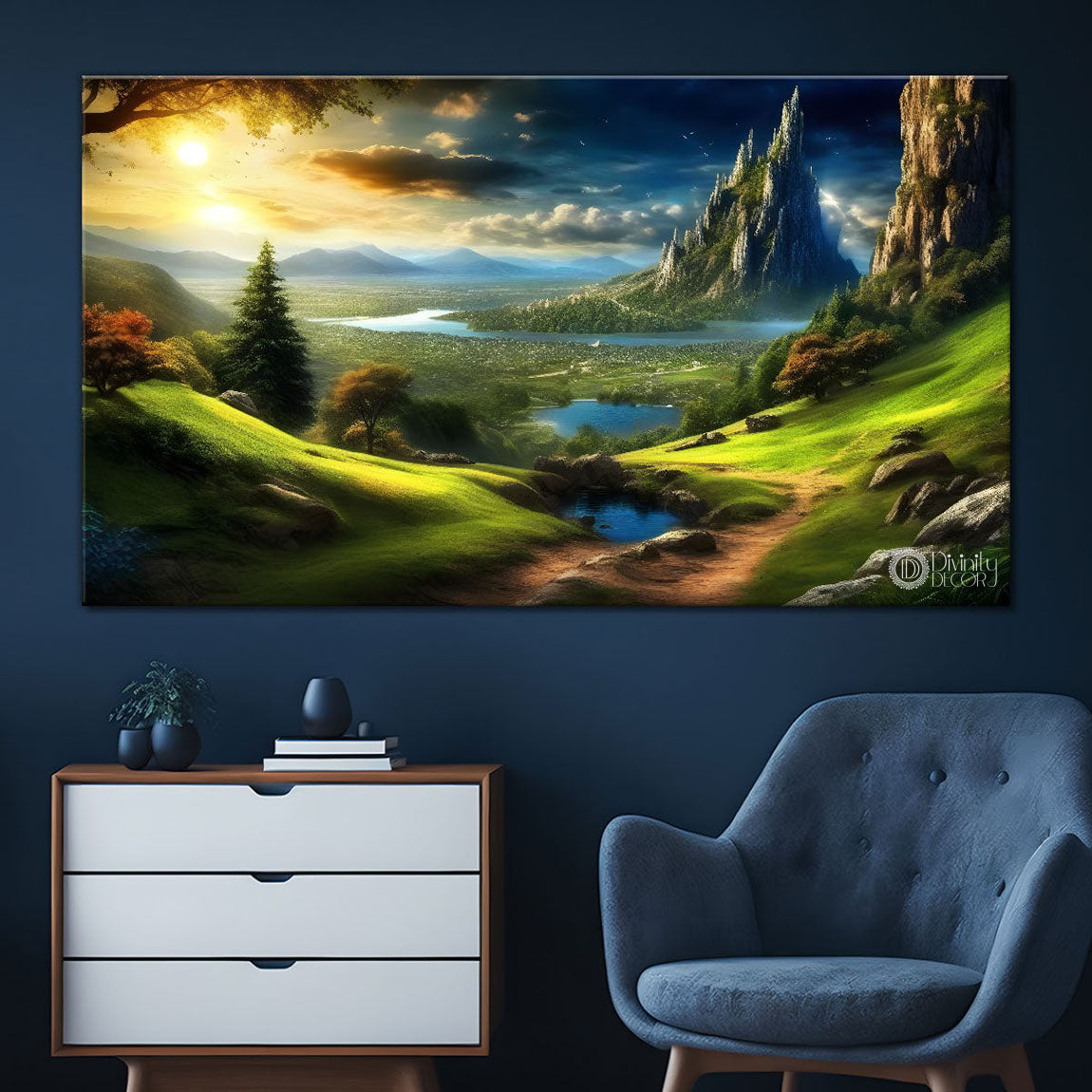 Mountains with the greenery painting Canvas Painting - Nature Art -832