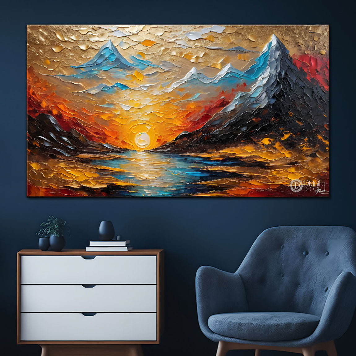 Mountains with the colorful sky painting Canvas Painting - Nature Art -836