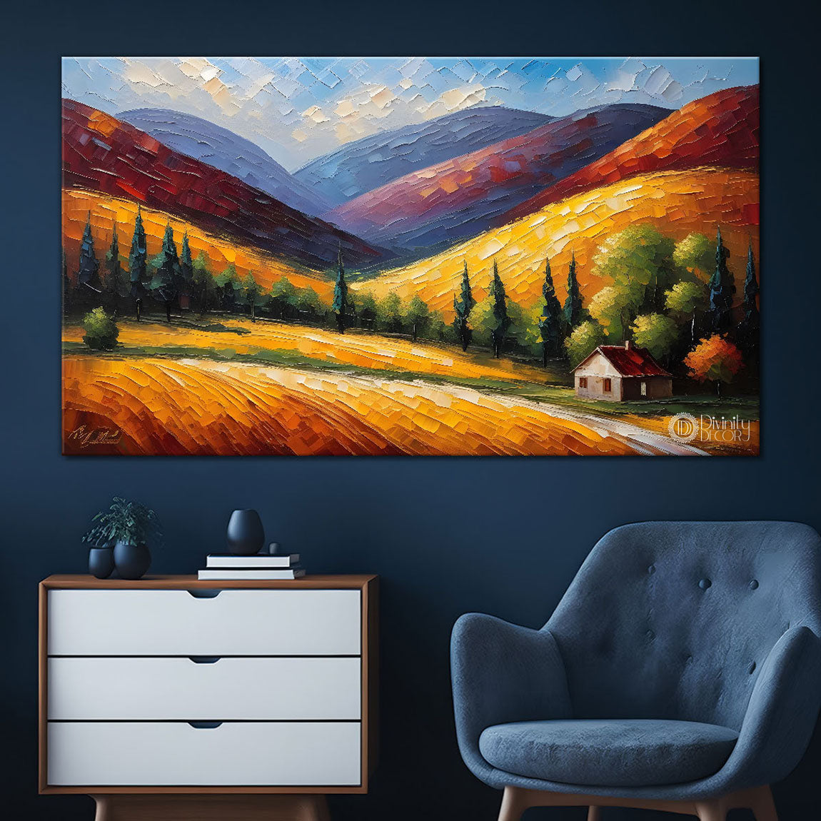 Mountains with the land painting Canvas Painting - Nature Art -837