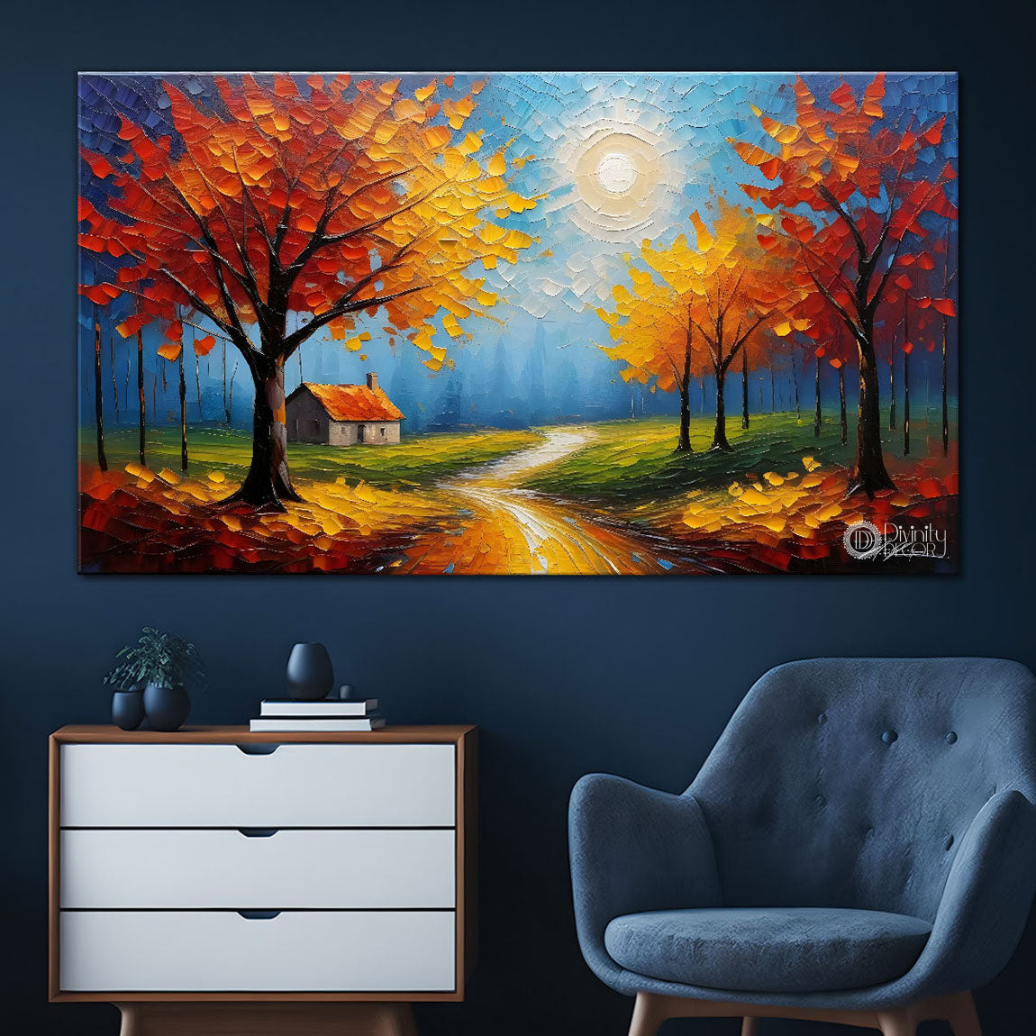 Orange trees textured painting Canvas Painting - Nature Art -841