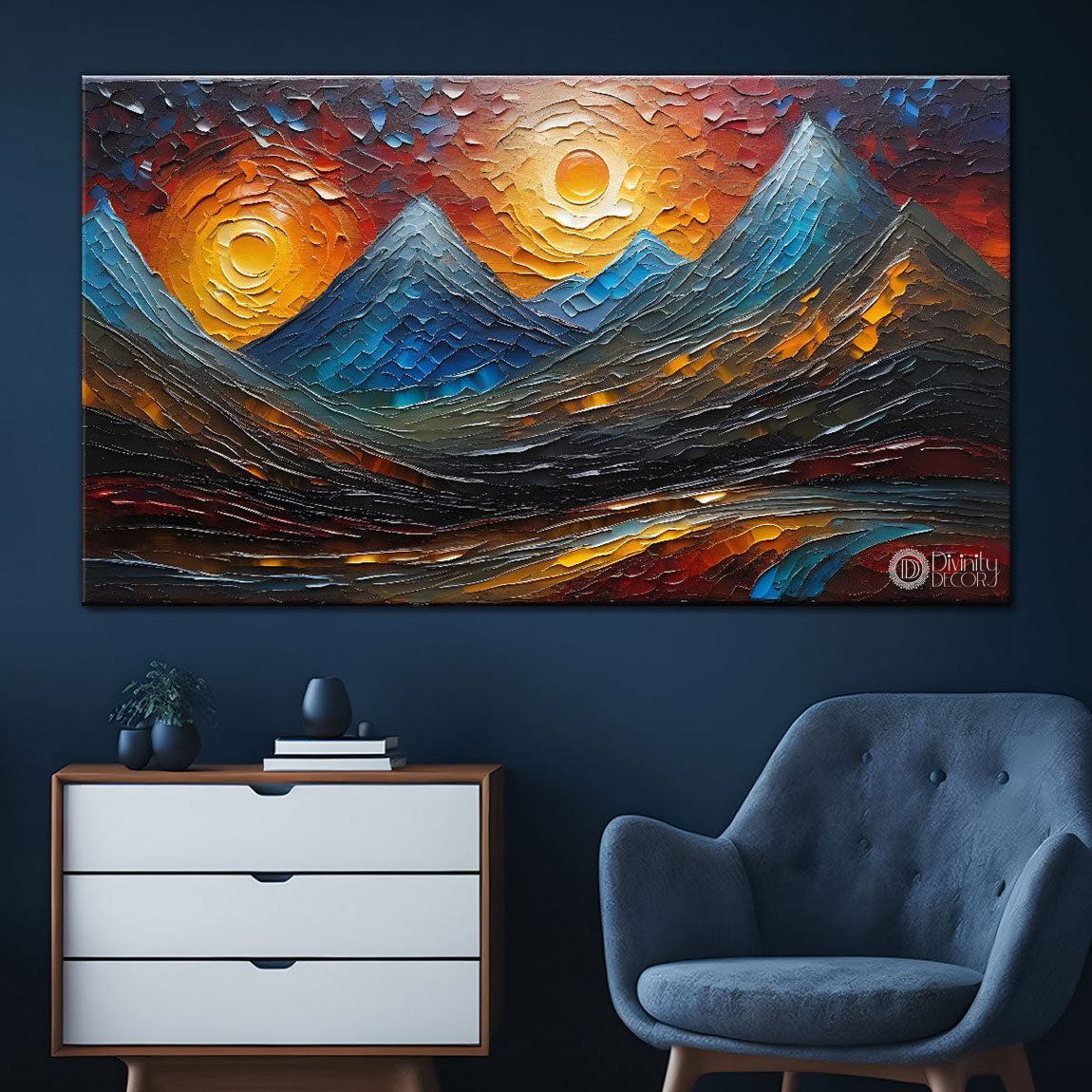 Mountains with the colorful sky painting Canvas Painting - Nature Art -843