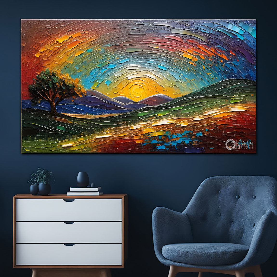 Mountains with the colors painting Canvas Painting - Nature Art -847