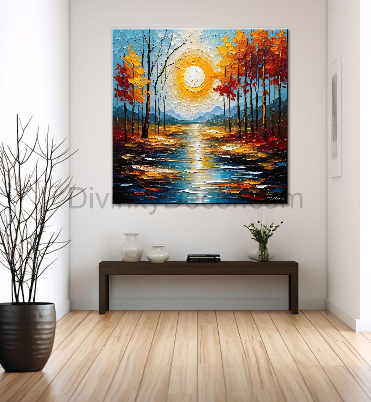 Colourful textured painting Canvas Painting 24X24 - Nature Art -S-8