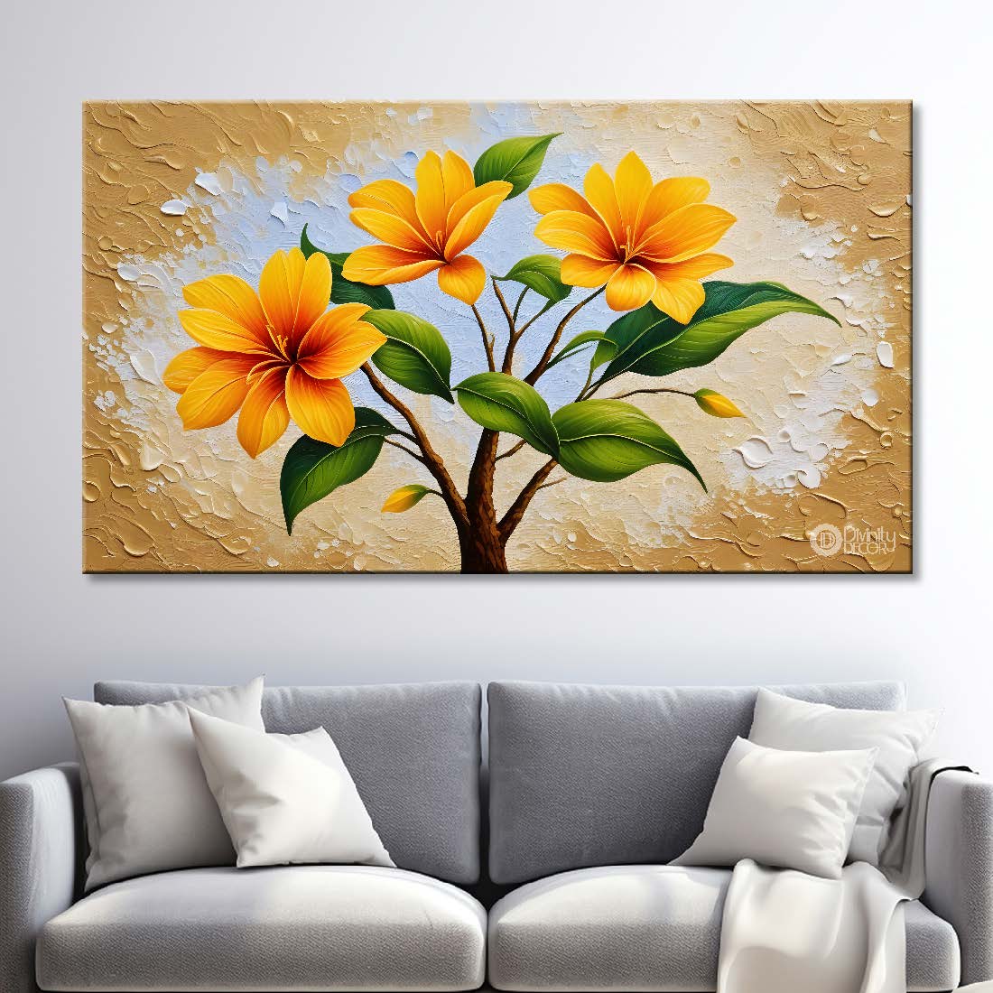 Yellow flowers with light textured painting - Design - Flower-13