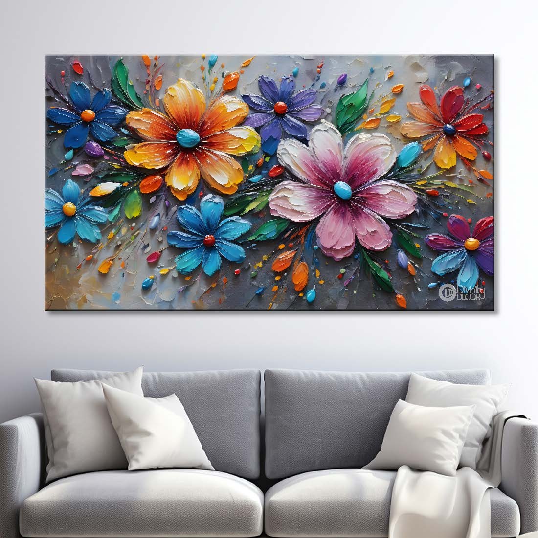 Colorful flowers textured painting- Design - Flower-21