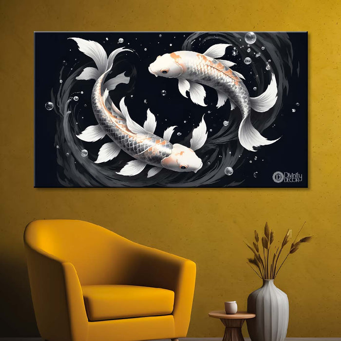 Two koi fishes in water textured art. - Design - Animal - 23