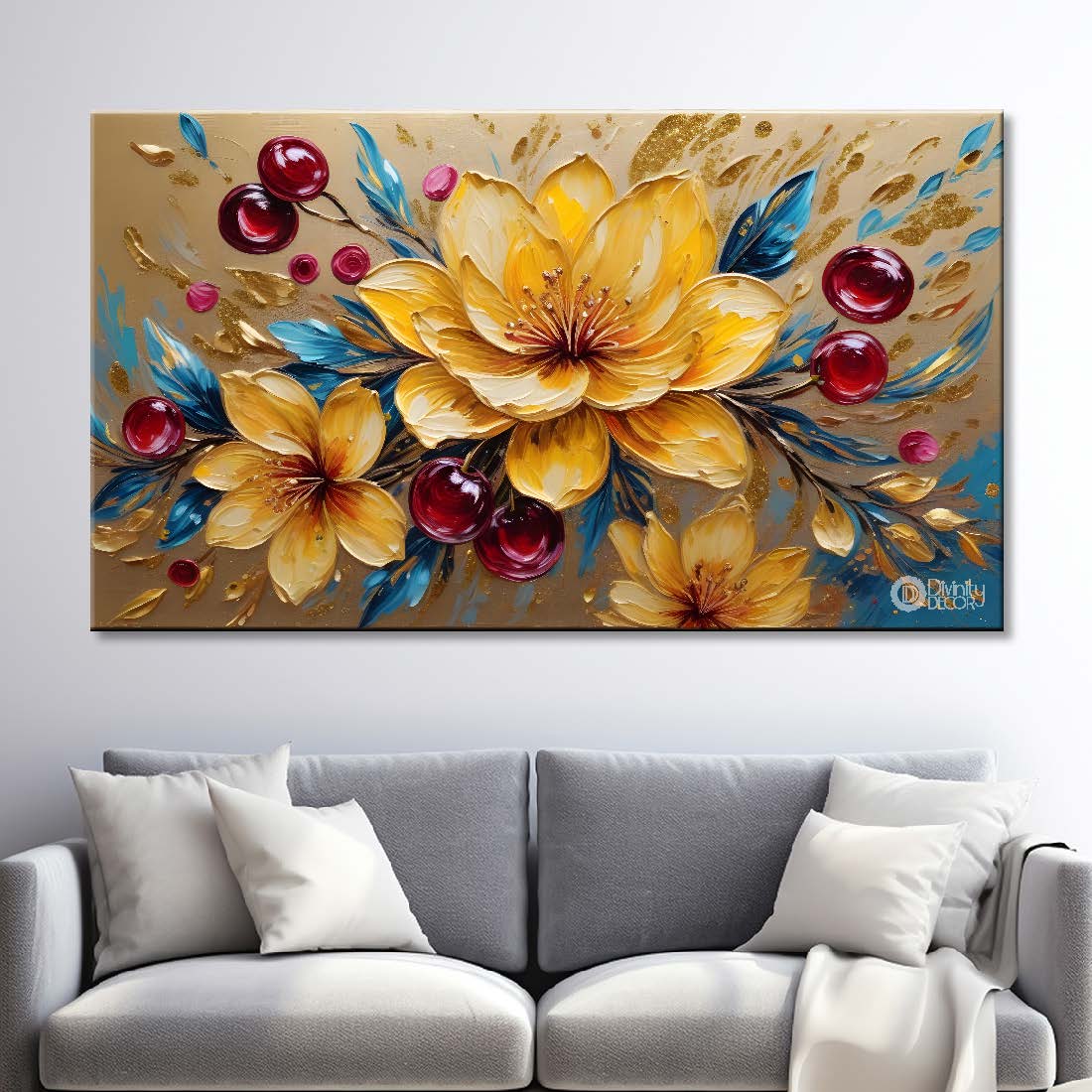 Yellow flowers textured painting- Design - Flower-25