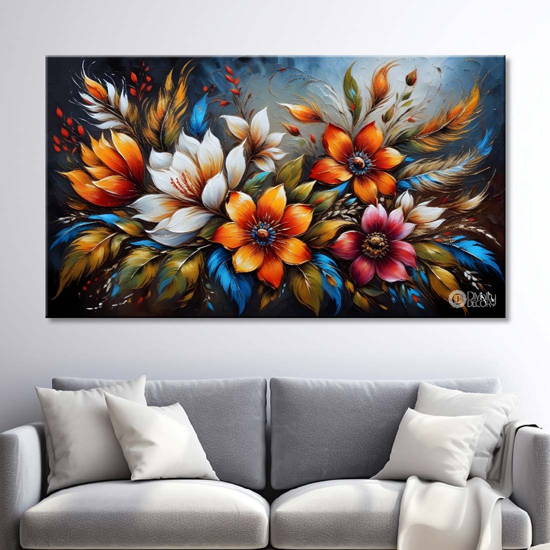 Colorful flowers textured painting- Design - Flower-30