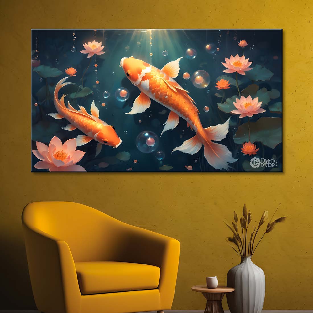 Two gold fish in the water textured art  - Design - Animal - 32