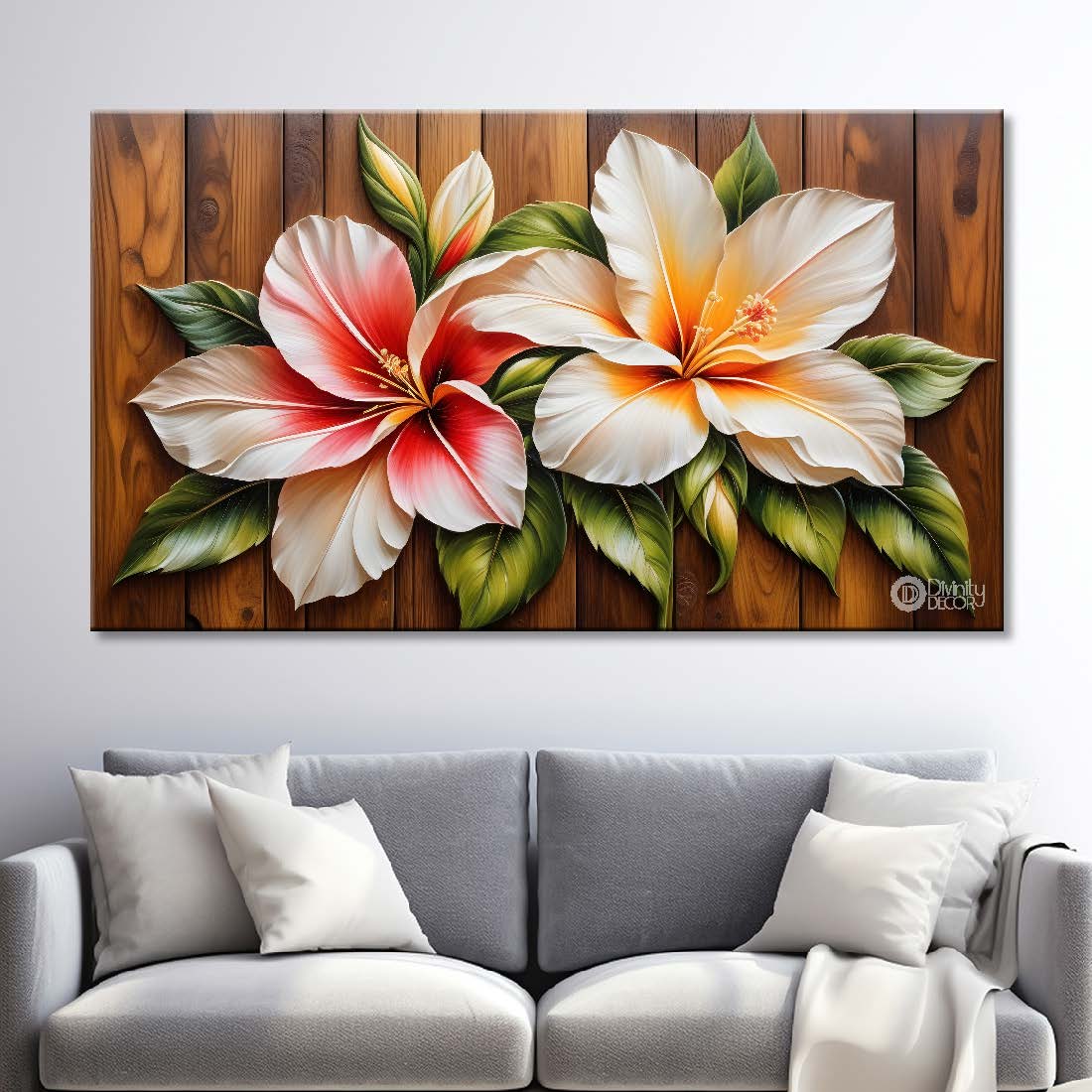 White flowers with light textured painting- Design - Flower-37