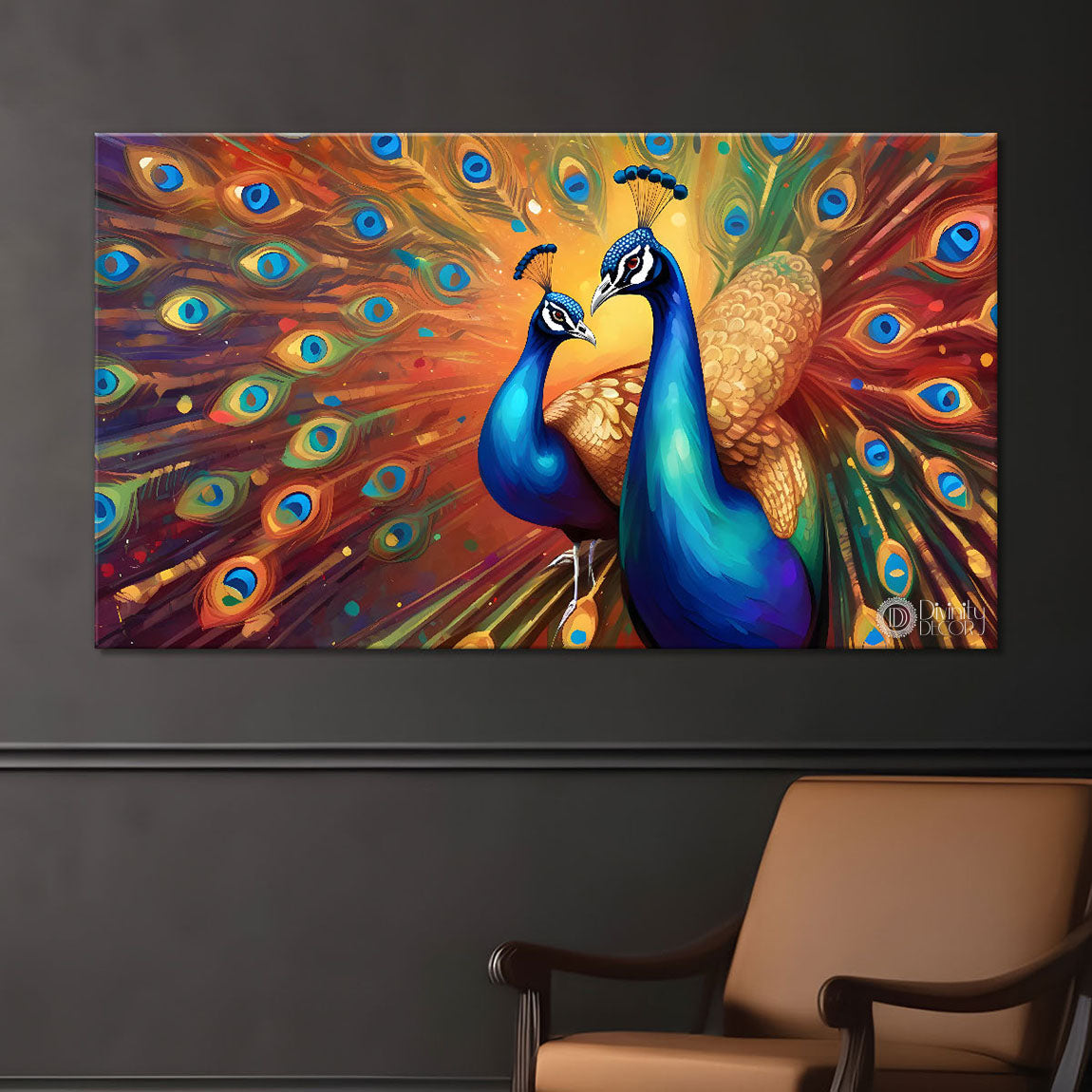 Peacocks with bright background Canvas Painting - Design - Peacock-4