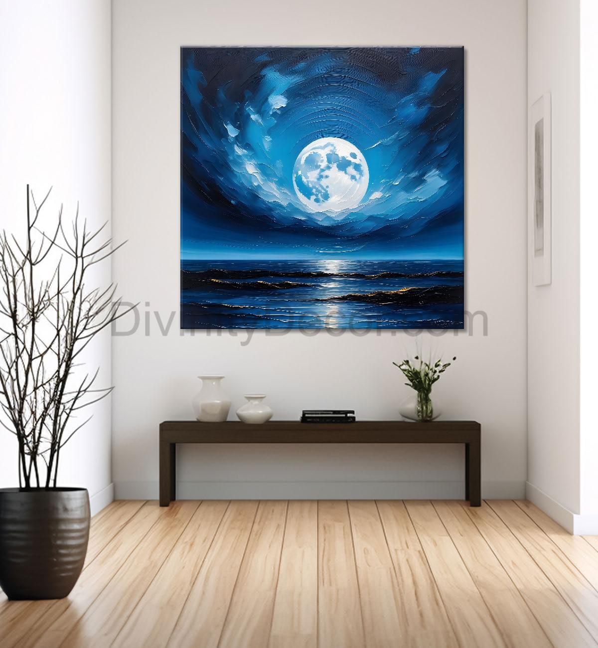 Sea and the moon painting Canvas Painting 24X24- Nature Art -S-42