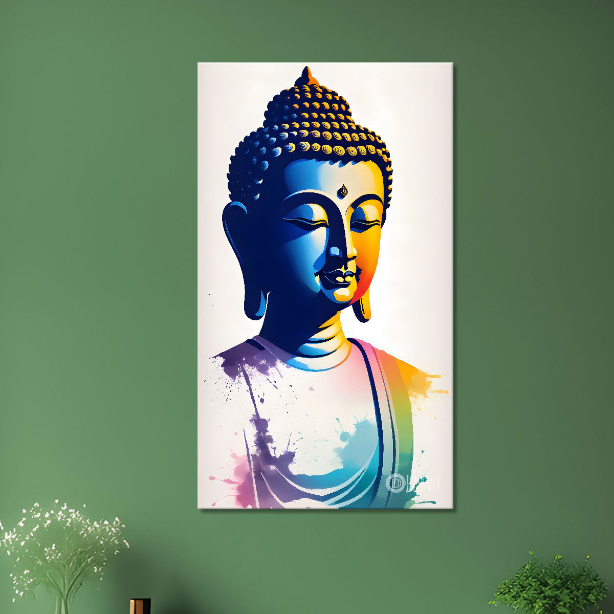 Buddha face in water colour background textured painting- Buddha-V-46