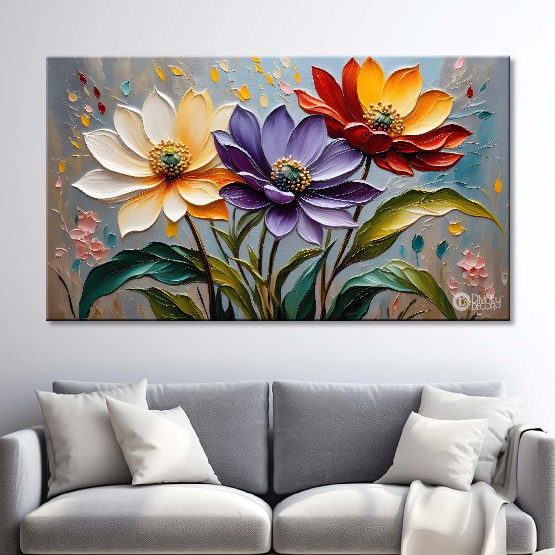 Colorful flowers with light textured painting- Design - Flower-51