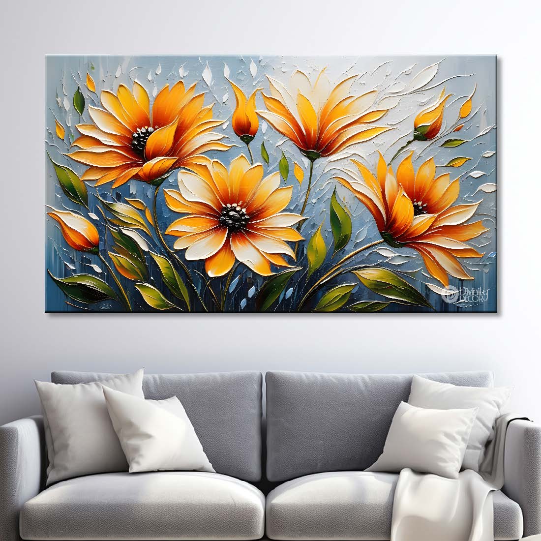 Yellow flowers with light textured painting- Design - Flower-52