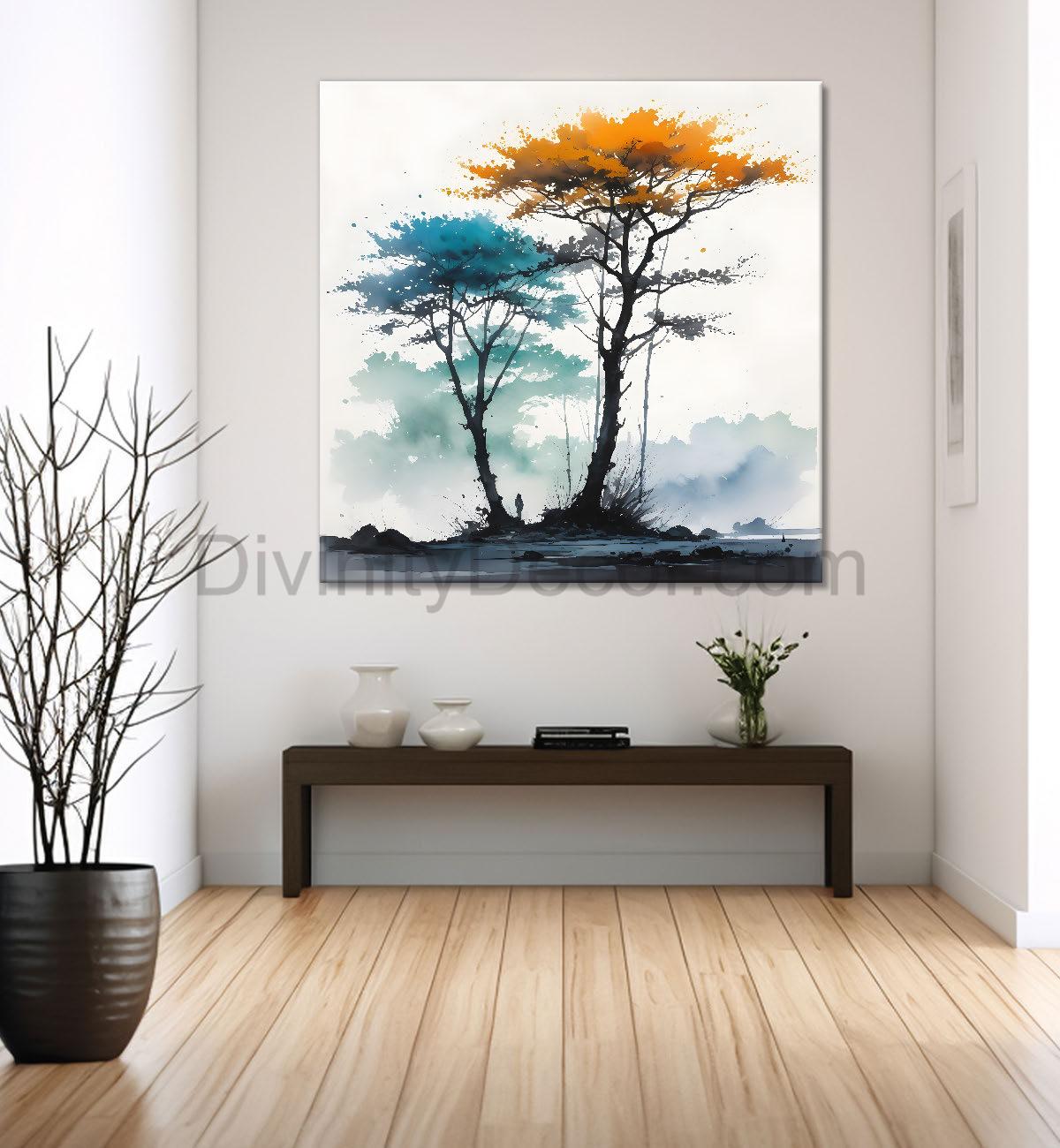 Colourful trees in painting Canvas Painting 24X24- Nature Art -S-56