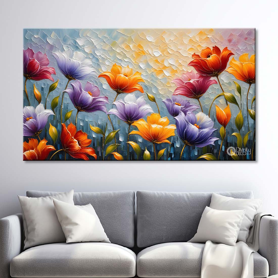 Colorful flowers with light textured painting- Design - Flower-57