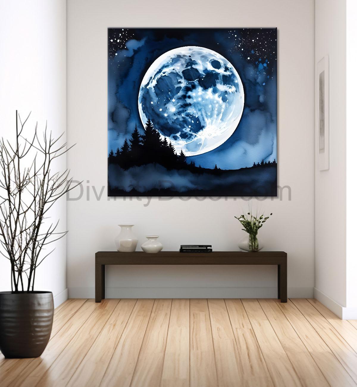 Moon with mountains paing Canvas Painting 24X24 - Nature Art -S-61