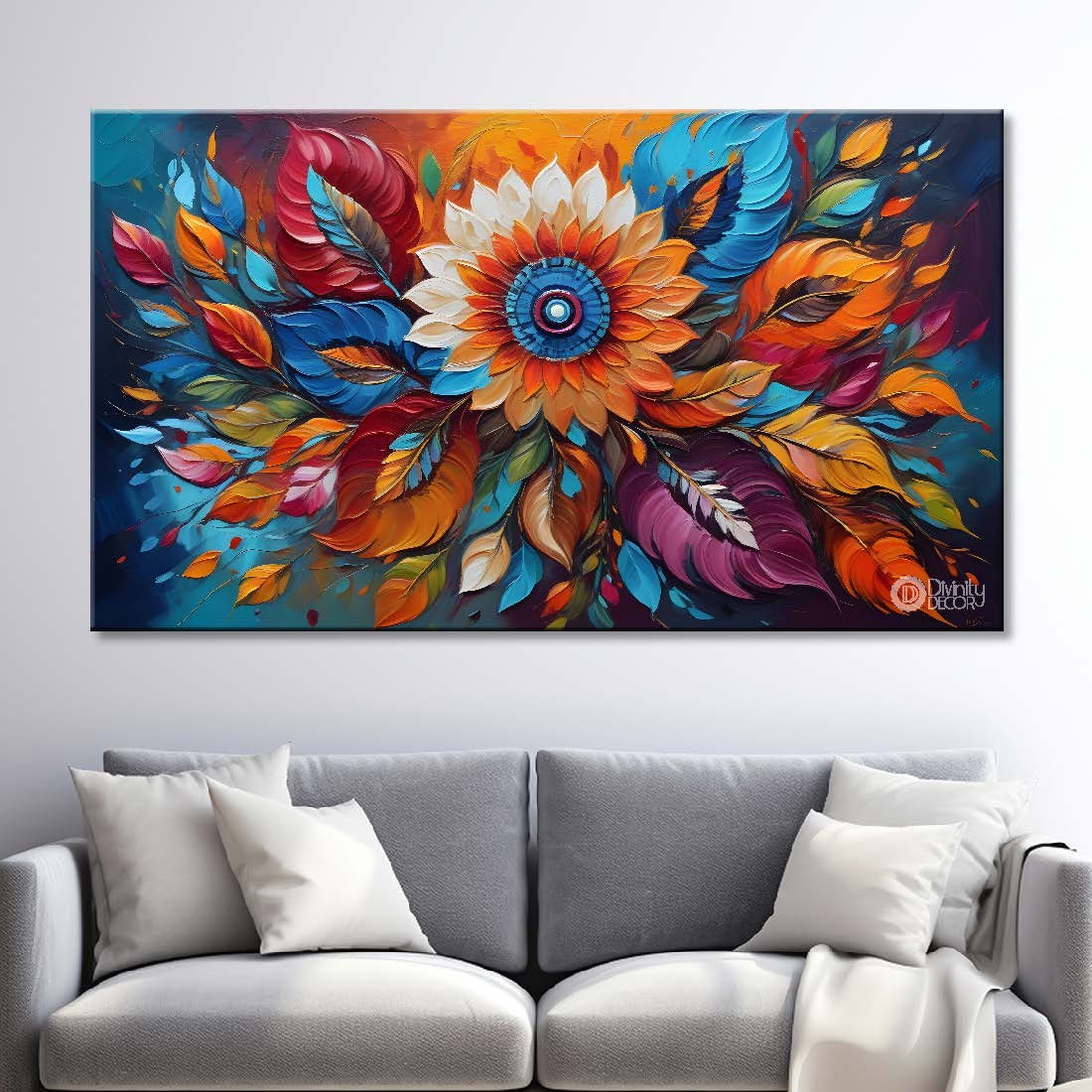 Colorful flowers in textured painting- Design - Flower-62