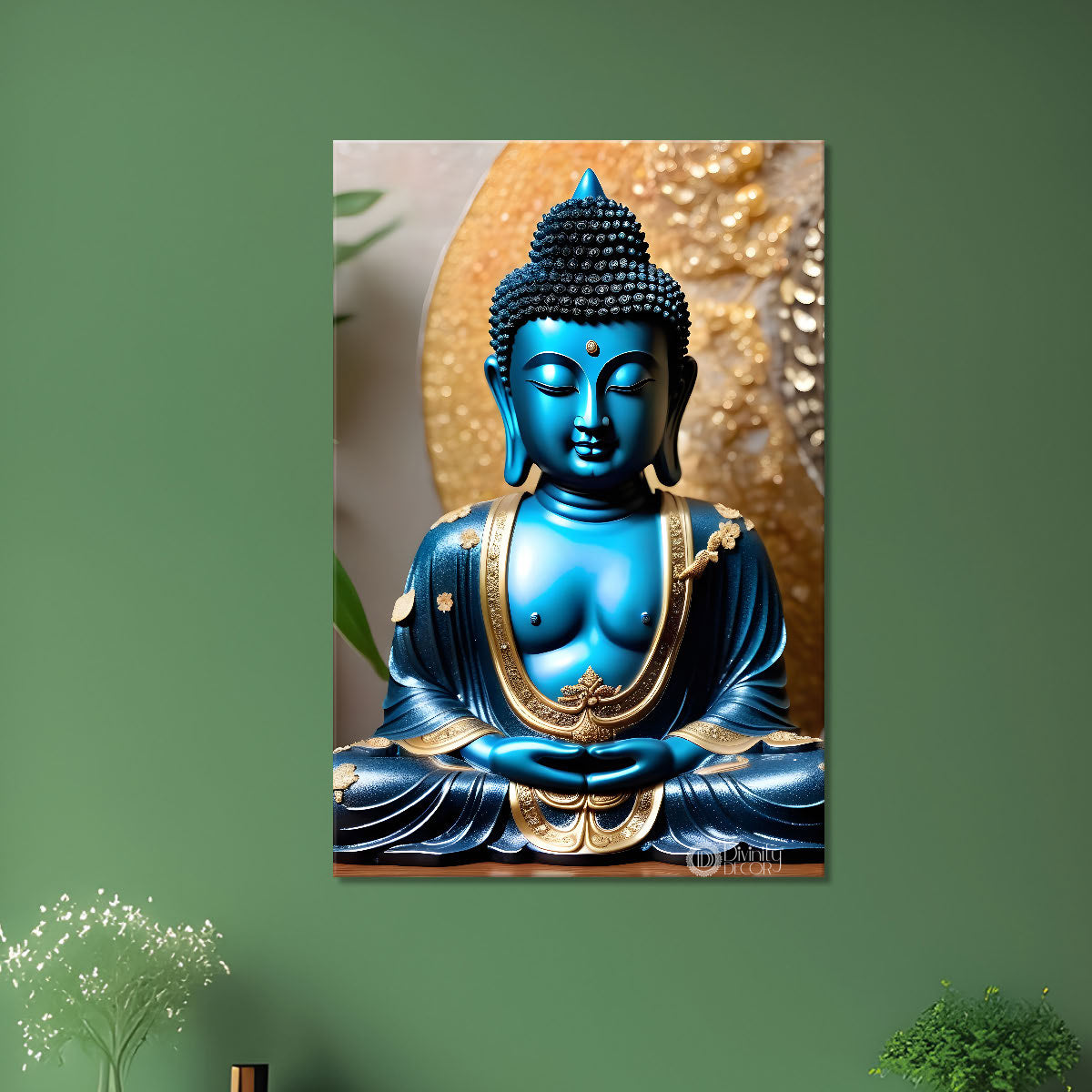Blue buddha with light background painting - Buddha-V-81