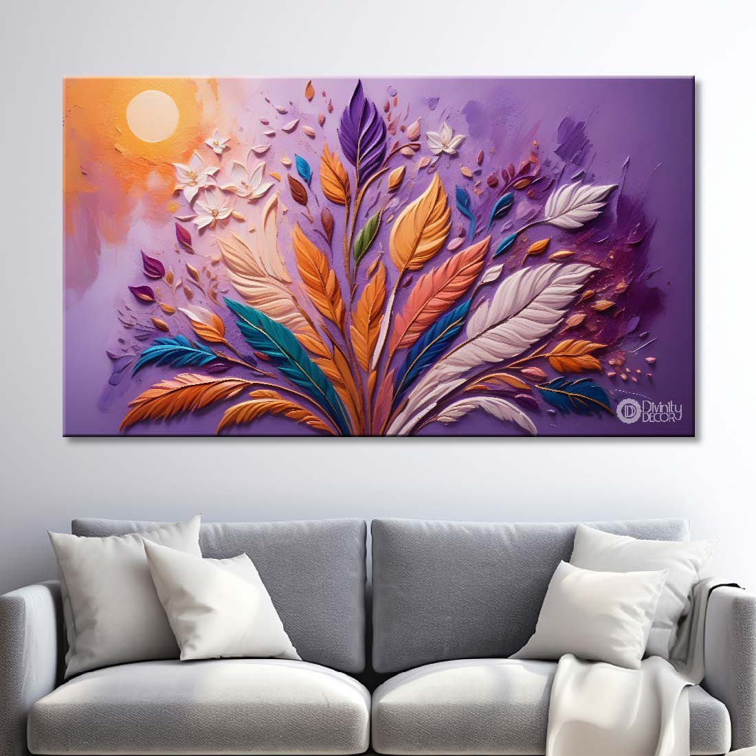 Colorful flowers with purple textured background painting- Design - Flower-85