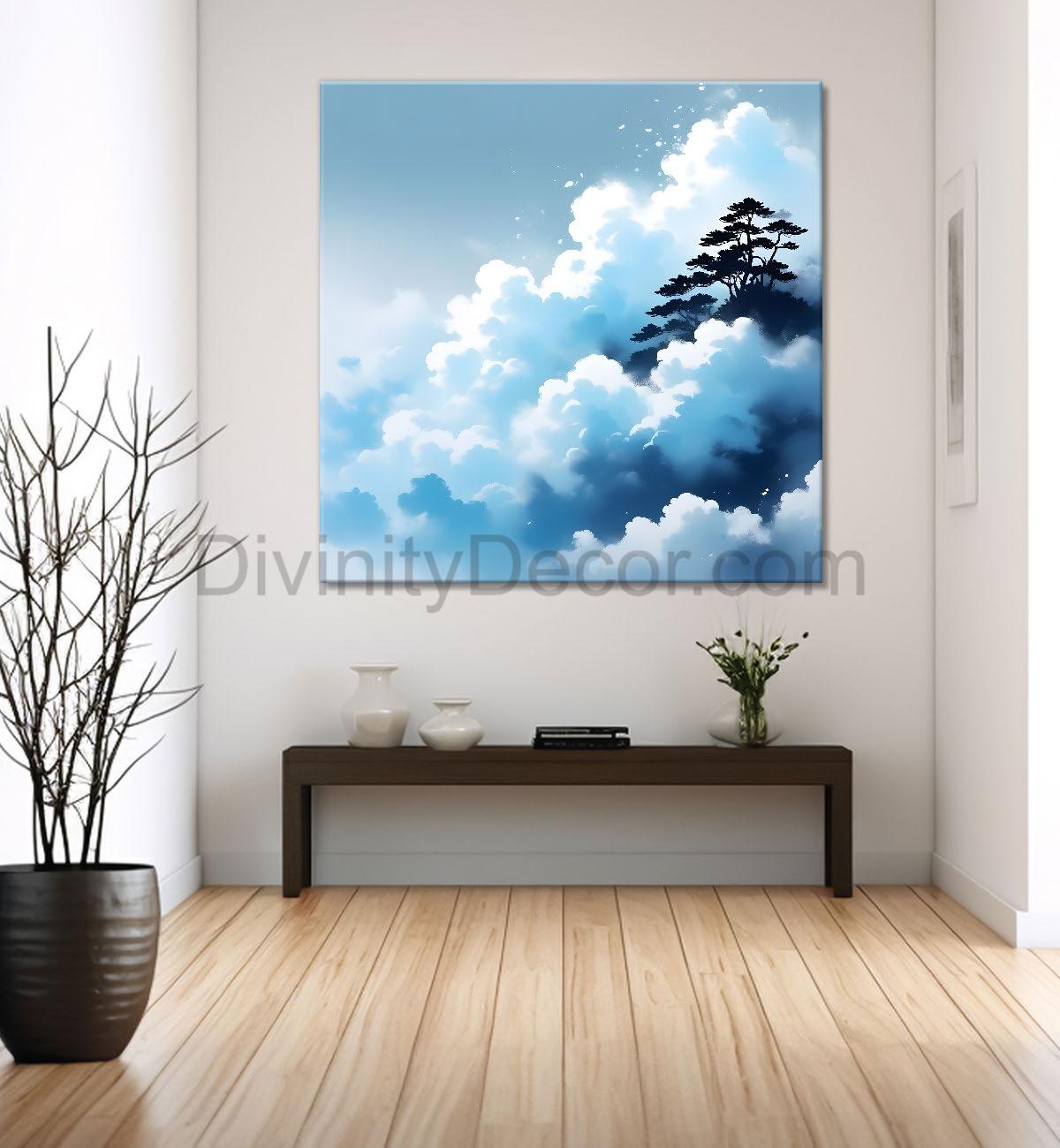 Clouds textured water colour painting 24X24- Nature Art -S-86