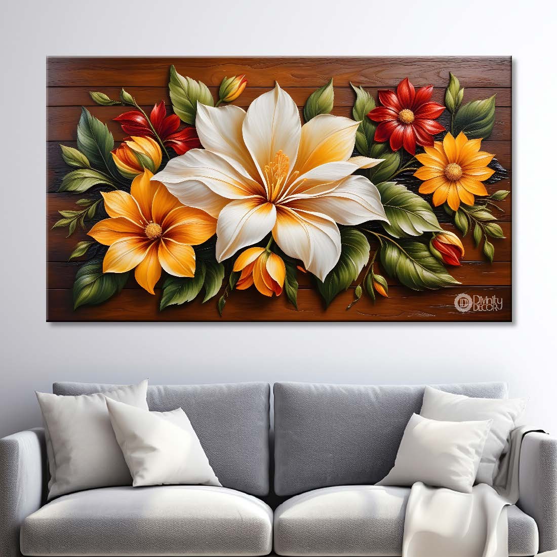 Colorful flowers with bright textured background painting- Design - Flower-87