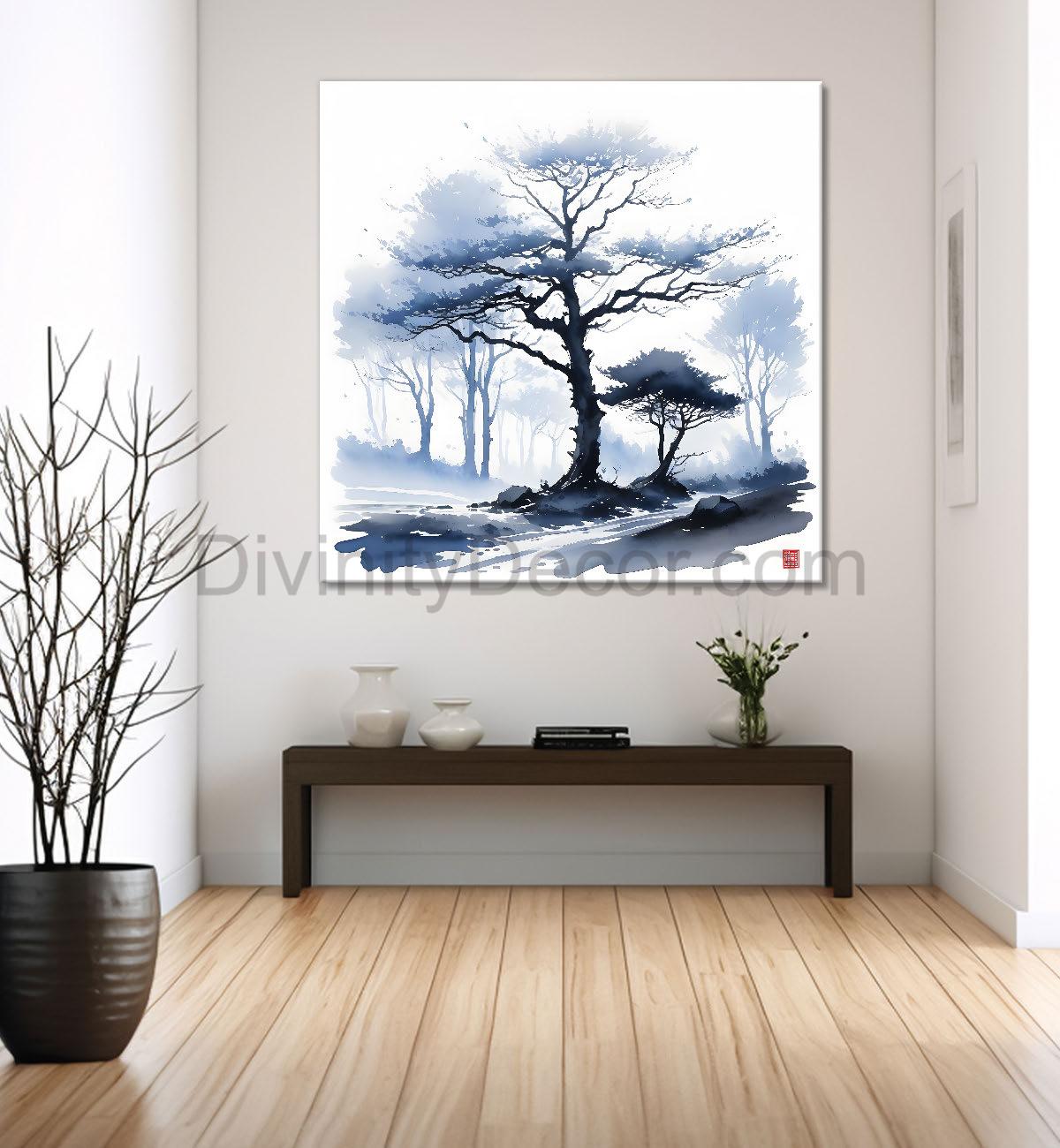 Grey tree water colour painting 24X24- Nature Art -S-88