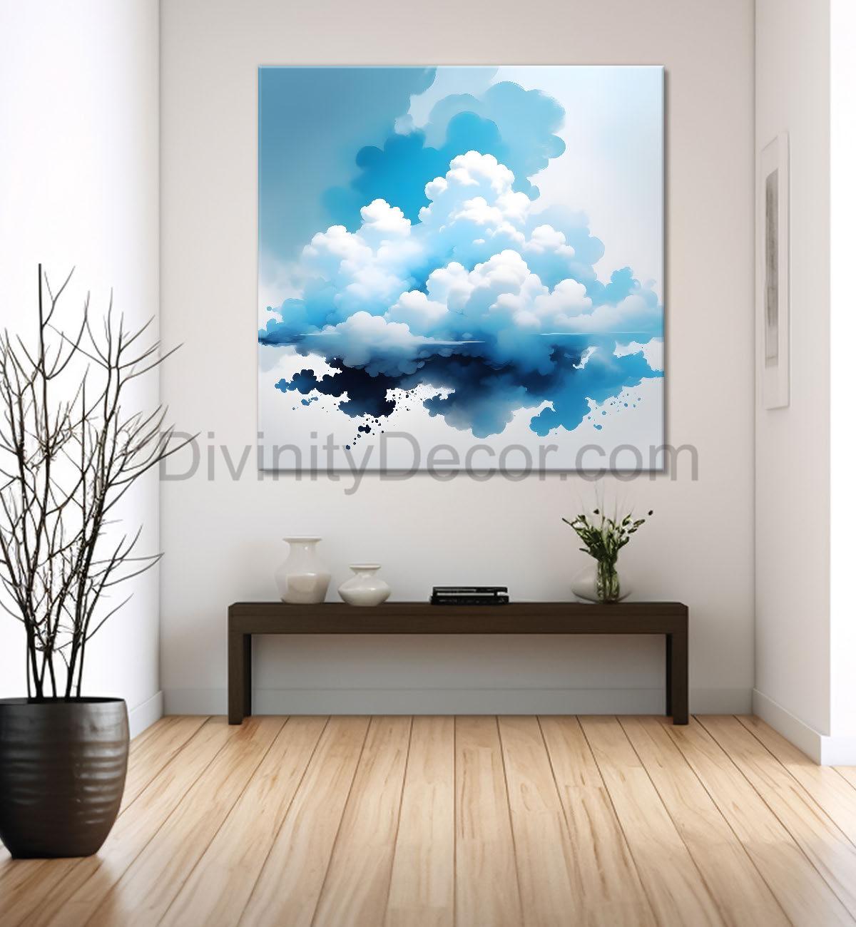 Clouds textured water colour painting 24X24- Nature Art -S-91