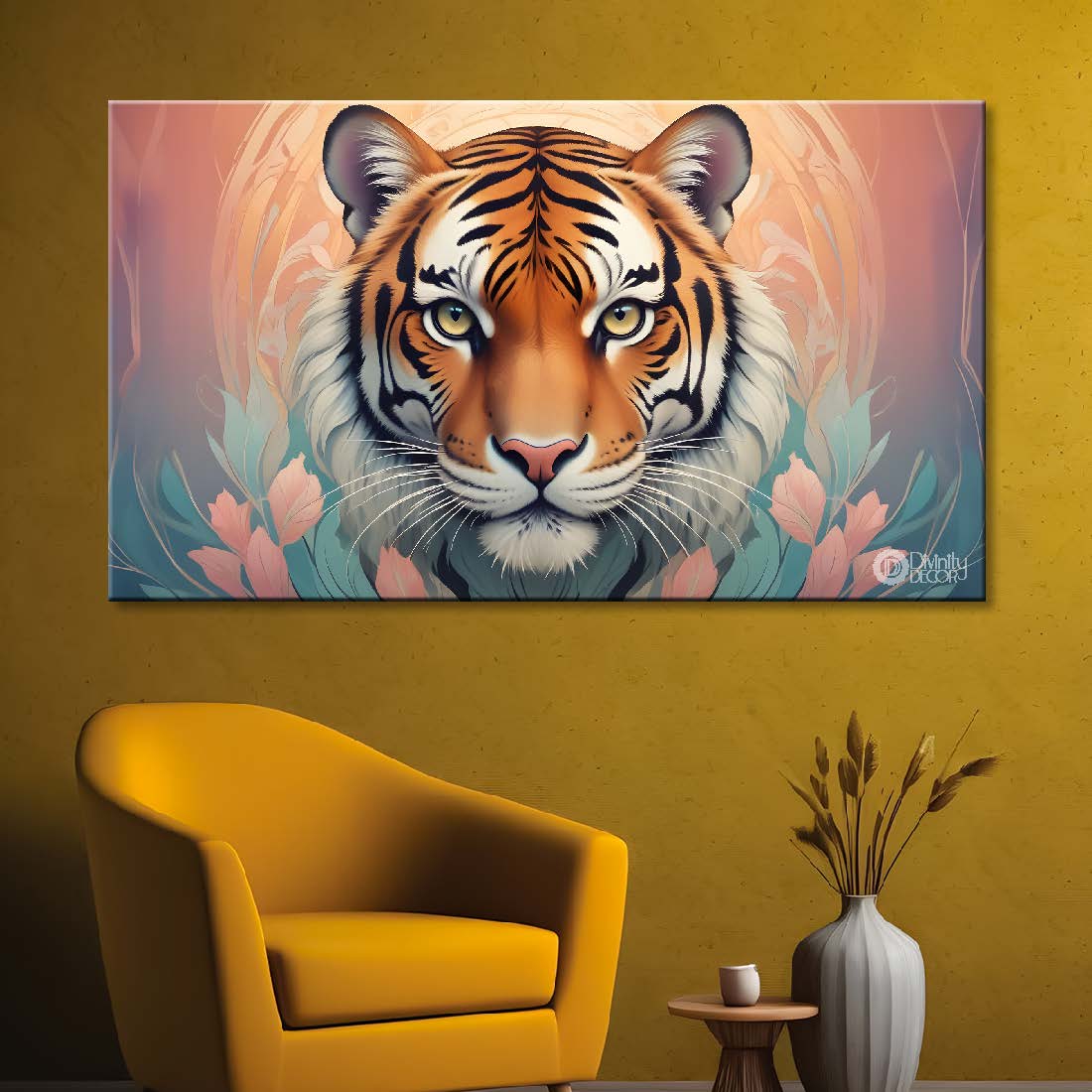 Tiger in the light background textured art.- Design - Animal -98
