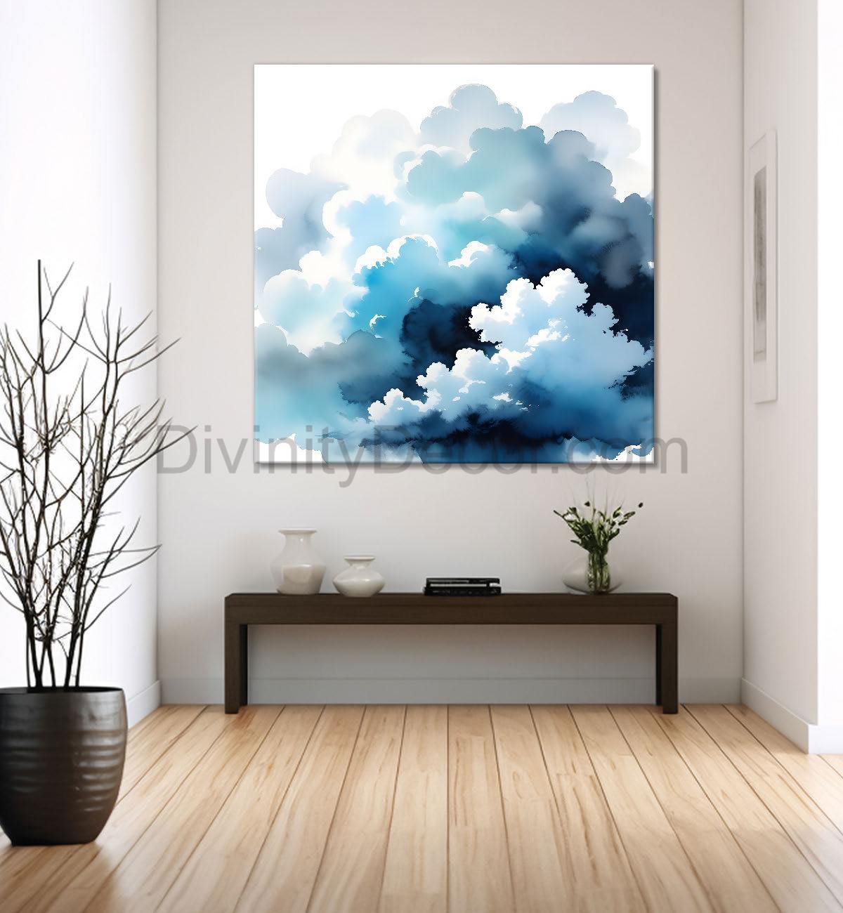 Clouds textured water colour painting 24X24  - Nature Art -S-105