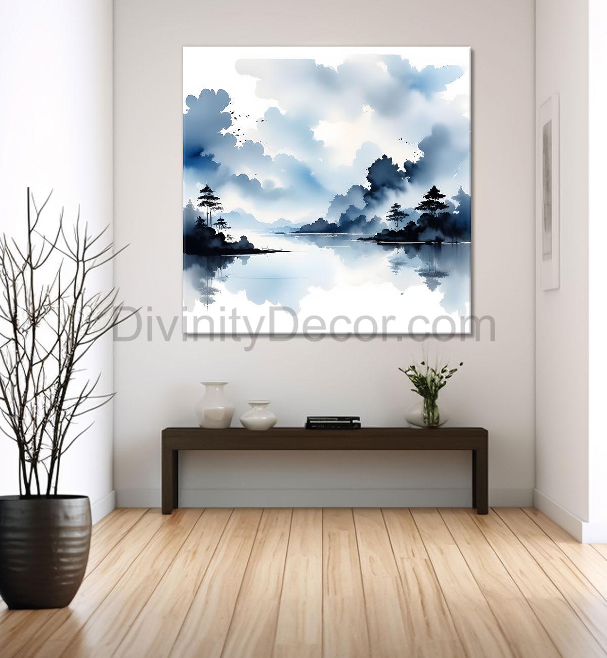 Clouds textured water colour painting  24X24 - Nature Art -S-106