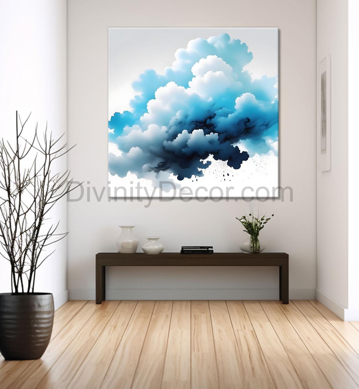 Clouds textured water colour painting 24X24  - Nature Art -S-107
